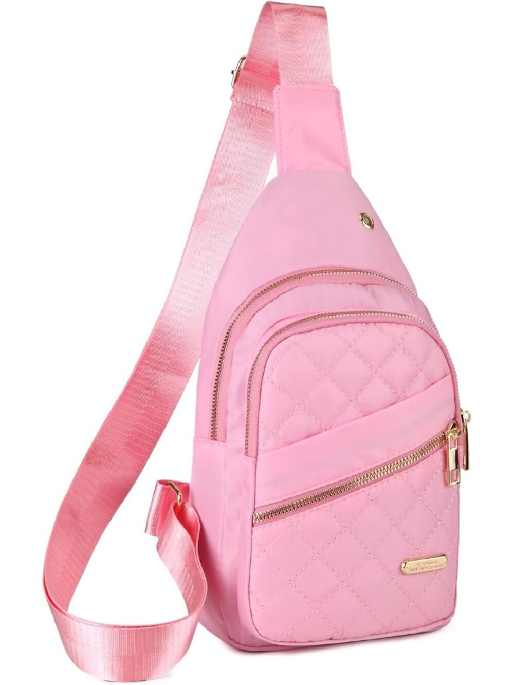 Womens Pink Small Sling Backpack Chest Bag For Travel Hikes Crossbody Bag - Picture 3 of 6